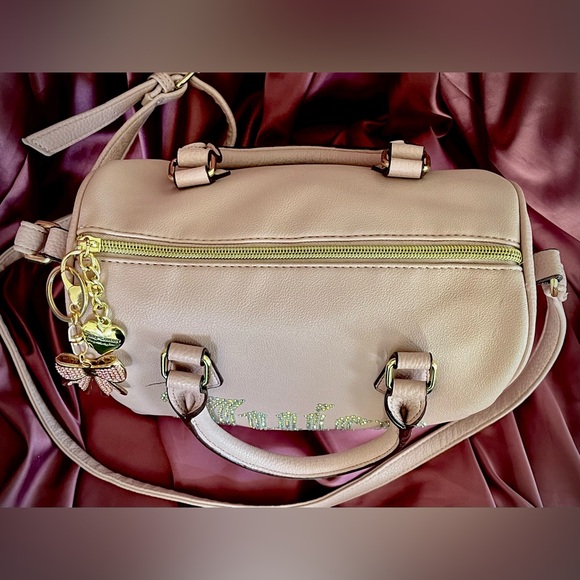 Juicy Couture ‘Be Classic’ Dusty Blush Rhinestone Satchel Crossbody Bag & Charm - Picture 10 of 14